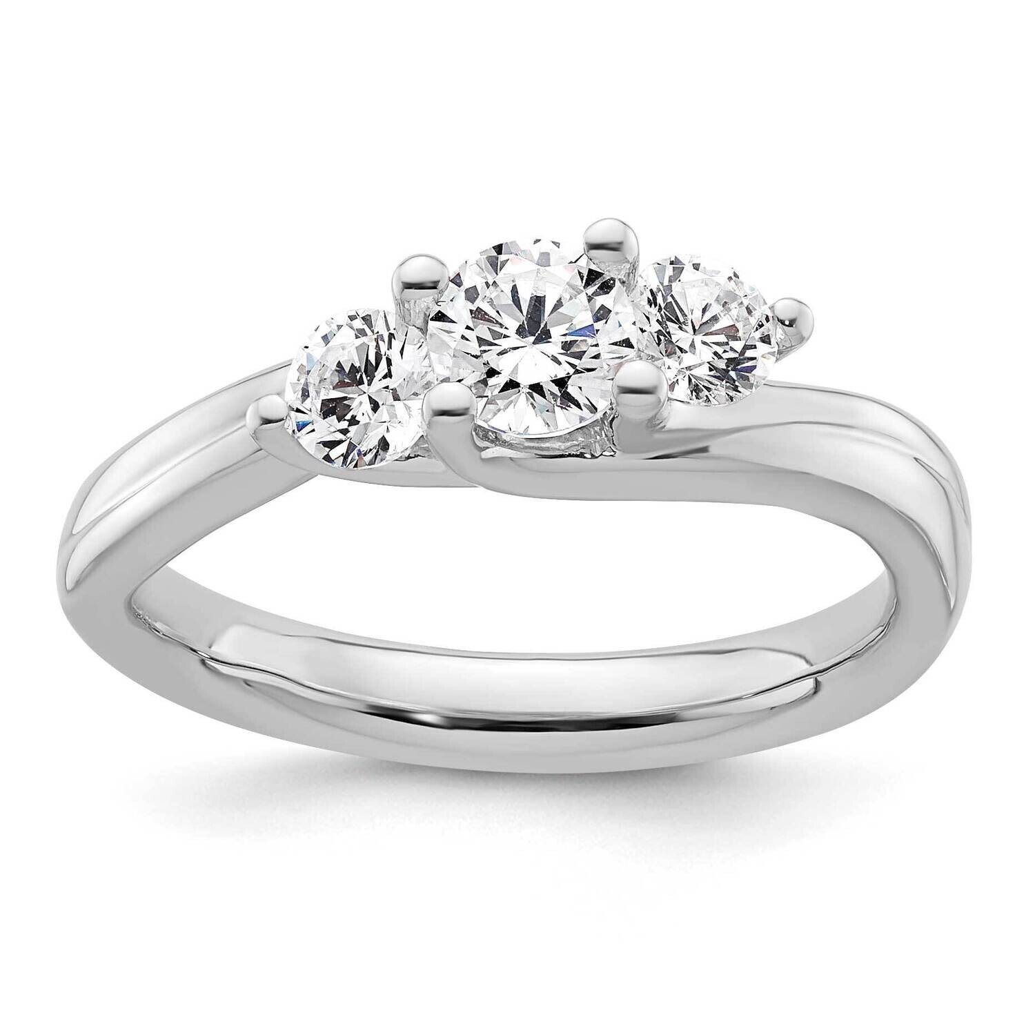 3-Stone Holds 3/8 Carat 4.6mm Round Center 2-3.7mm Round Sides Engagement Ring Mounting 14k White Gold RM2963E-038-WAA