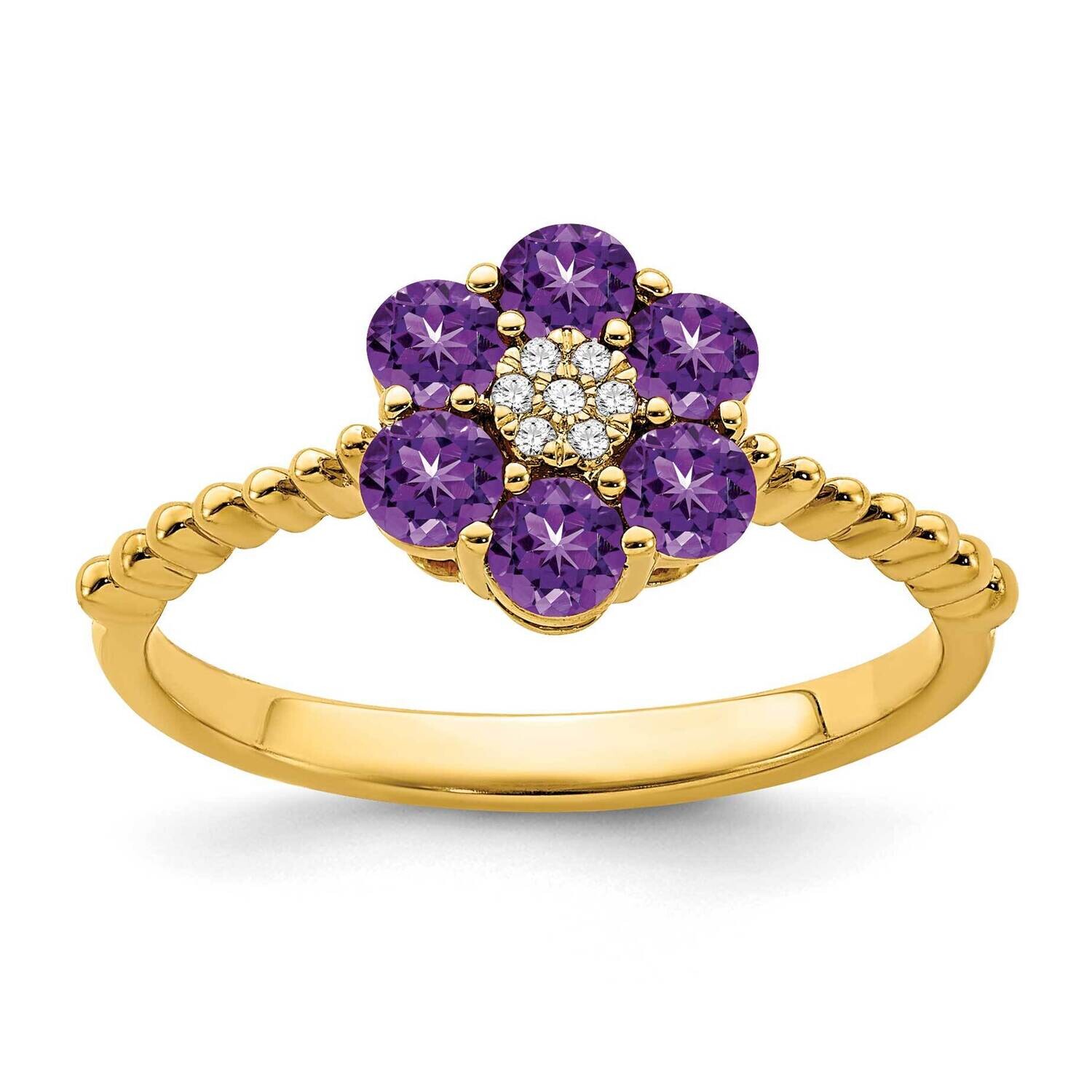 Amethyst Diamond Floral Ring 14k Gold RM7191-AM-003-YA