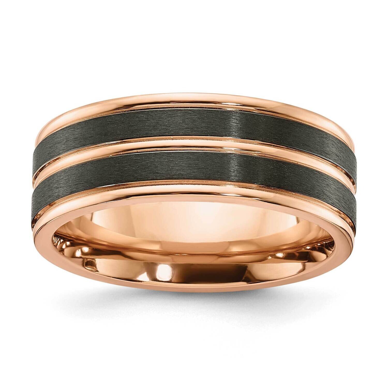 Chisel Black Zirconium Brushed Polished Rose Ip-Plated 8mm Band ZCR113 by Men&#39;s Jewelry and Accesso…