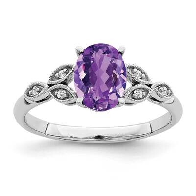Oval Amethyst Diamond Ring 14k White Gold RM6090-AM-004-WA, MPN: RM6090-AM-004-WA, 191101814693