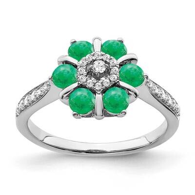 Emerald Diamond Floral Ring 14k White Gold RM7192-EM-022-WA, MPN: RM7192-EM-022-WA, 191101822315
