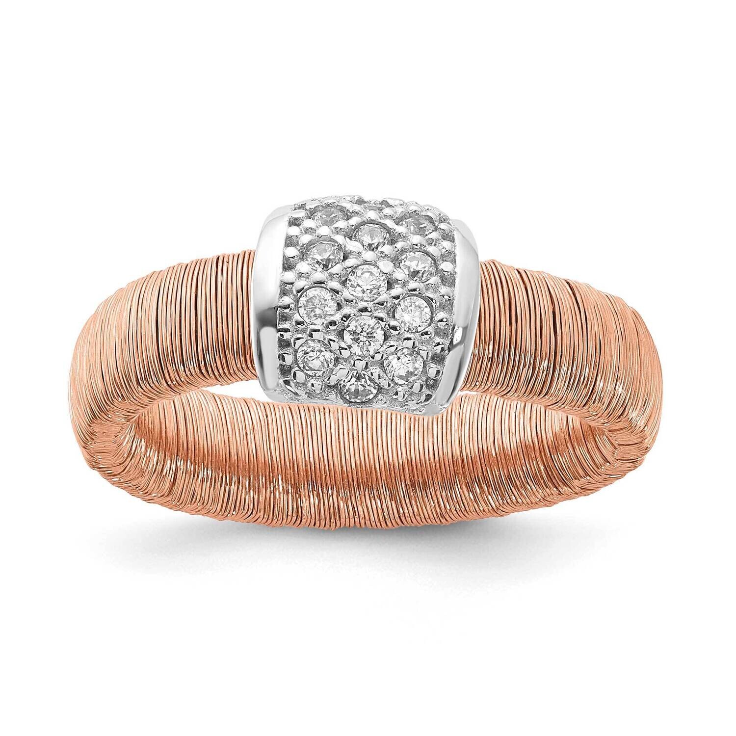 Rose-Tone Wire Wrapped CZ Ring Sterling Silver SSCMEI18299, MPN: SSCMEI18299,