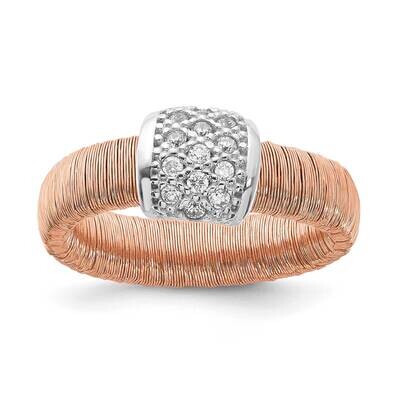 Rose-Tone Wire Wrapped CZ Ring Sterling Silver SSCMEI18299, MPN: SSCMEI18299,