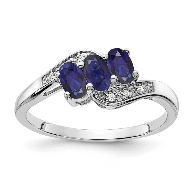 Created Sapphire Diamond Ring Sterling Silver Rhodium-Plated RM7403-CSA-003-SSA, MPN: RM7403-CSA-00…