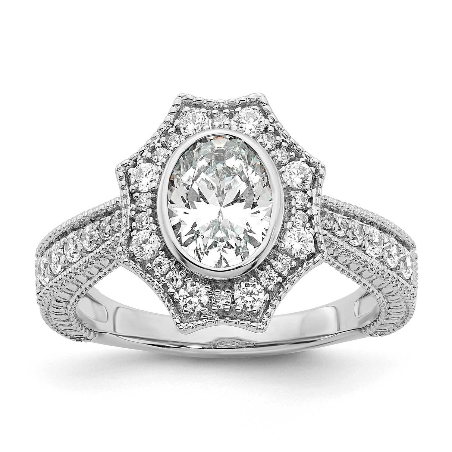 True Origin White Gold 1/2 Carat Diamond Vs/Si D E F Semi Mound Oval Fancy Halo Engagement Ring RM8…