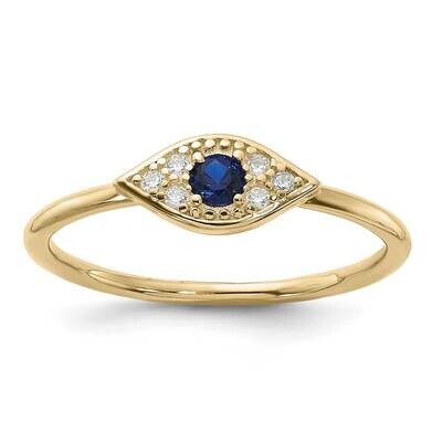 Gold-Tone Synthetic Blue Spinel CZ Evil Eye Ring Sterling Silver QR7491GP, MPN: QR7491GP,