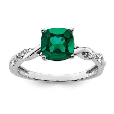 Created Emerald Diamond Ring Sterling Silver Rhodium-Plated RM6004-CEM-005-SSA, MPN: RM6004-CEM-005…