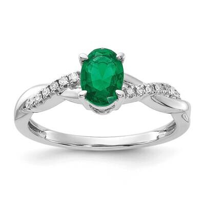 Oval Created Emerald Diamond Ring 14k White Gold RM4235-CEM-008-WA, MPN: RM4235-CEM-008-WA,