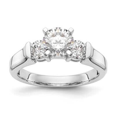 3-Stone Holds 1 Carat 6.5mm Round Center 2-4.1mm Round Sides Engagement Ring Mounting 14k White Gol…