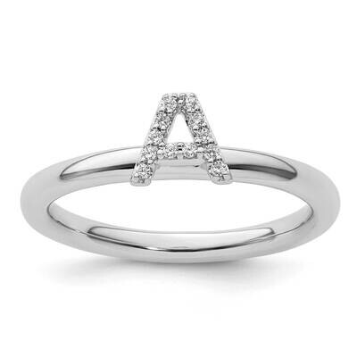 Stackable Diamond Initial A Ring 14k White Gold SK2112AW, MPN: SK2112AW,