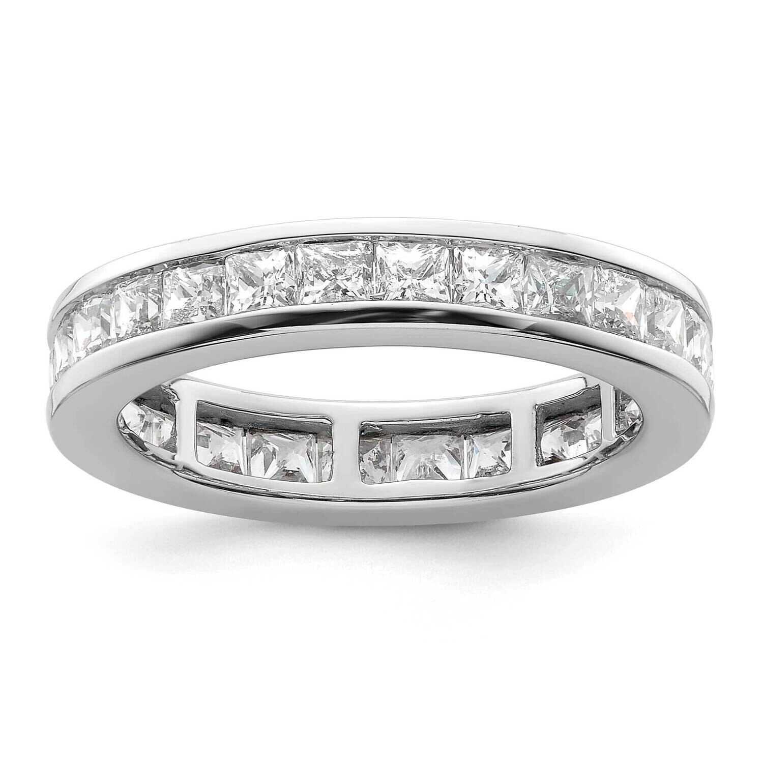 Polished Channel-Set 3 Carat Princess Diamond Complete Eternity Band 14k White Gold ET0010-300-9W4,…