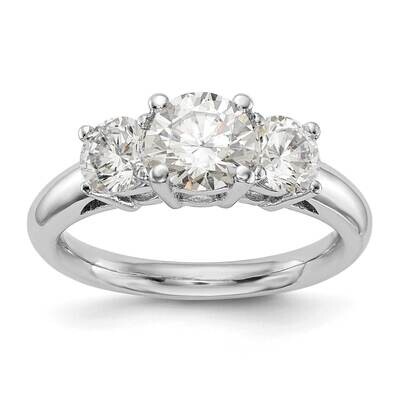 3-Stone Holds 1.5 Carat 7.5mm Round Center 2-5.8mm Round Sides Engagement Ring Mounting 14k White G…