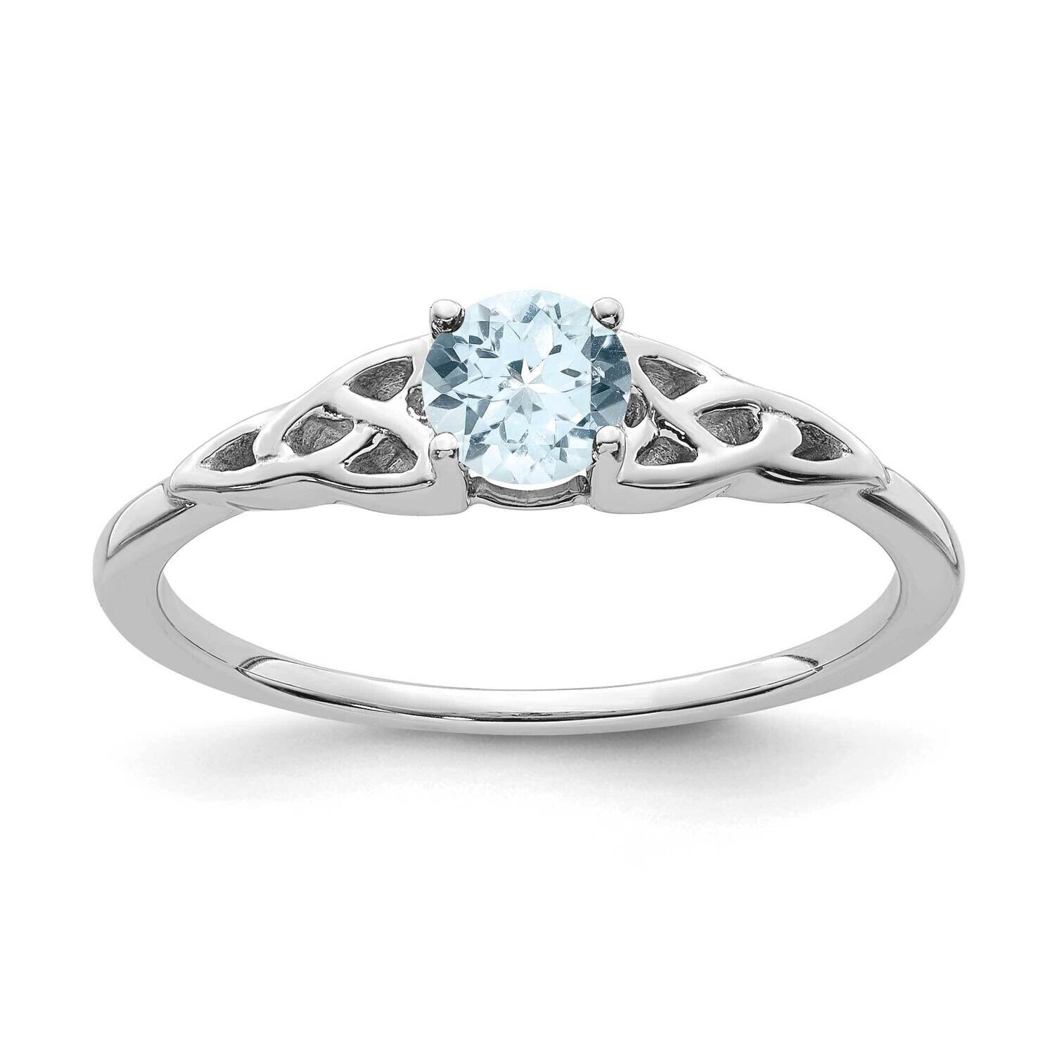 Aquamarine Celtic Knot Ring 14k White Gold RM7396-AQ-W, MPN: RM7396-AQ-W,