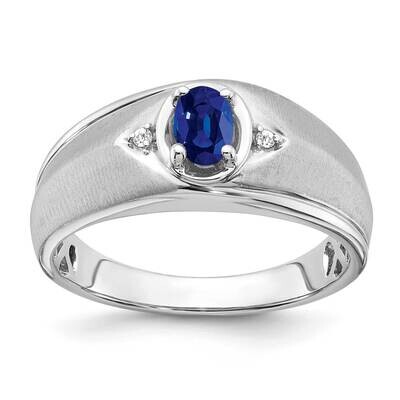 Oval Sapphire Diamond Mens Ring 14k White Gold RM7475-SA-002-WA, MPN: RM7475-SA-002-WA, 196904130353