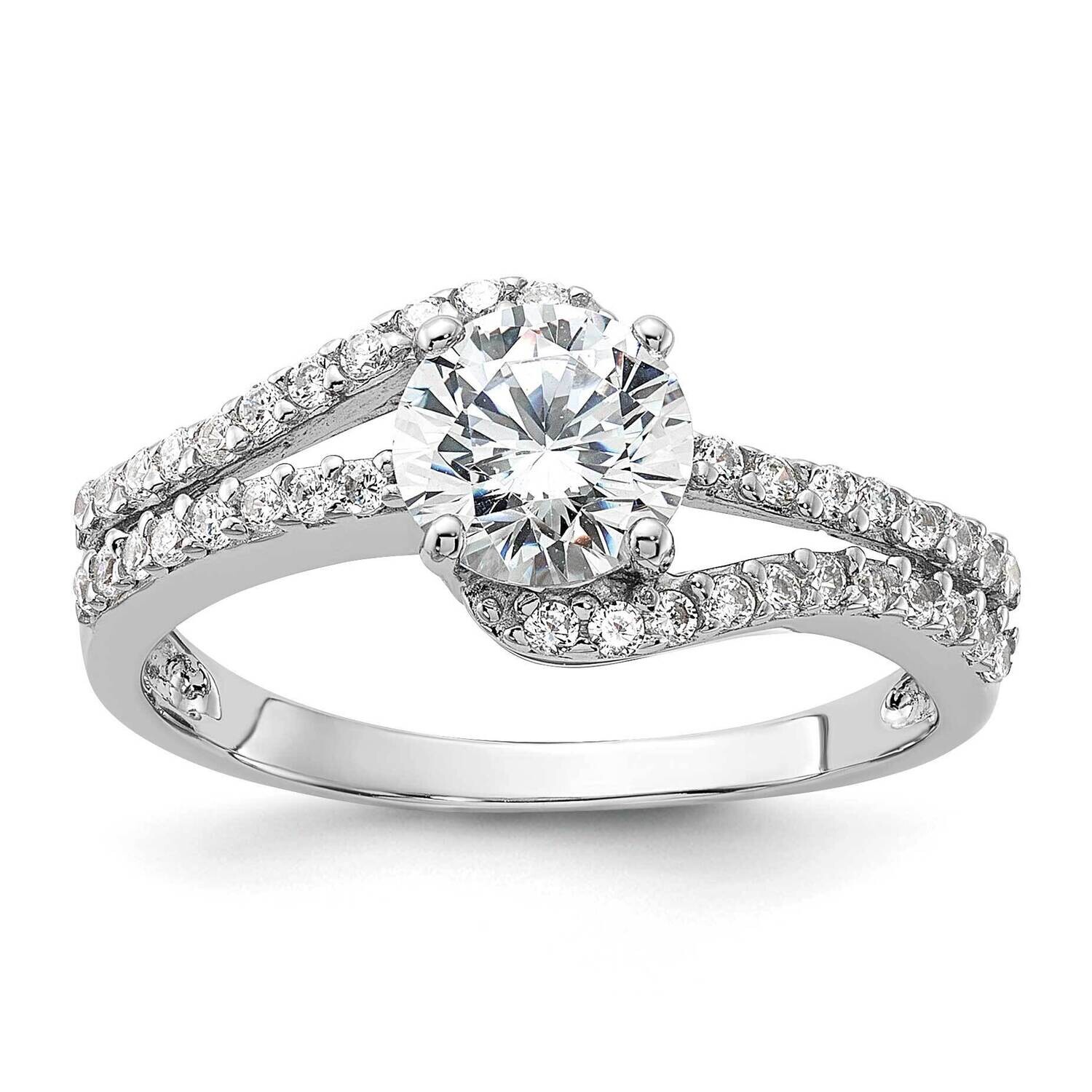 CZ Double Row Ring Sterling Silver Rhodium-Plated QR7560, MPN: QR7560,