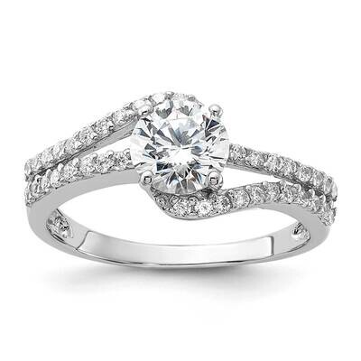 CZ Double Row Ring Sterling Silver Rhodium-Plated QR7560, MPN: QR7560,