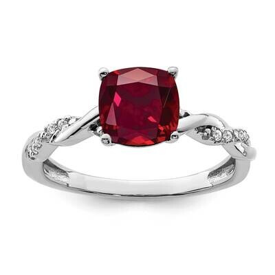 Created Ruby Diamond Ring Sterling Silver Rhodium-Plated RM6004-CRU-005-SSA, MPN: RM6004-CRU-005-SS…