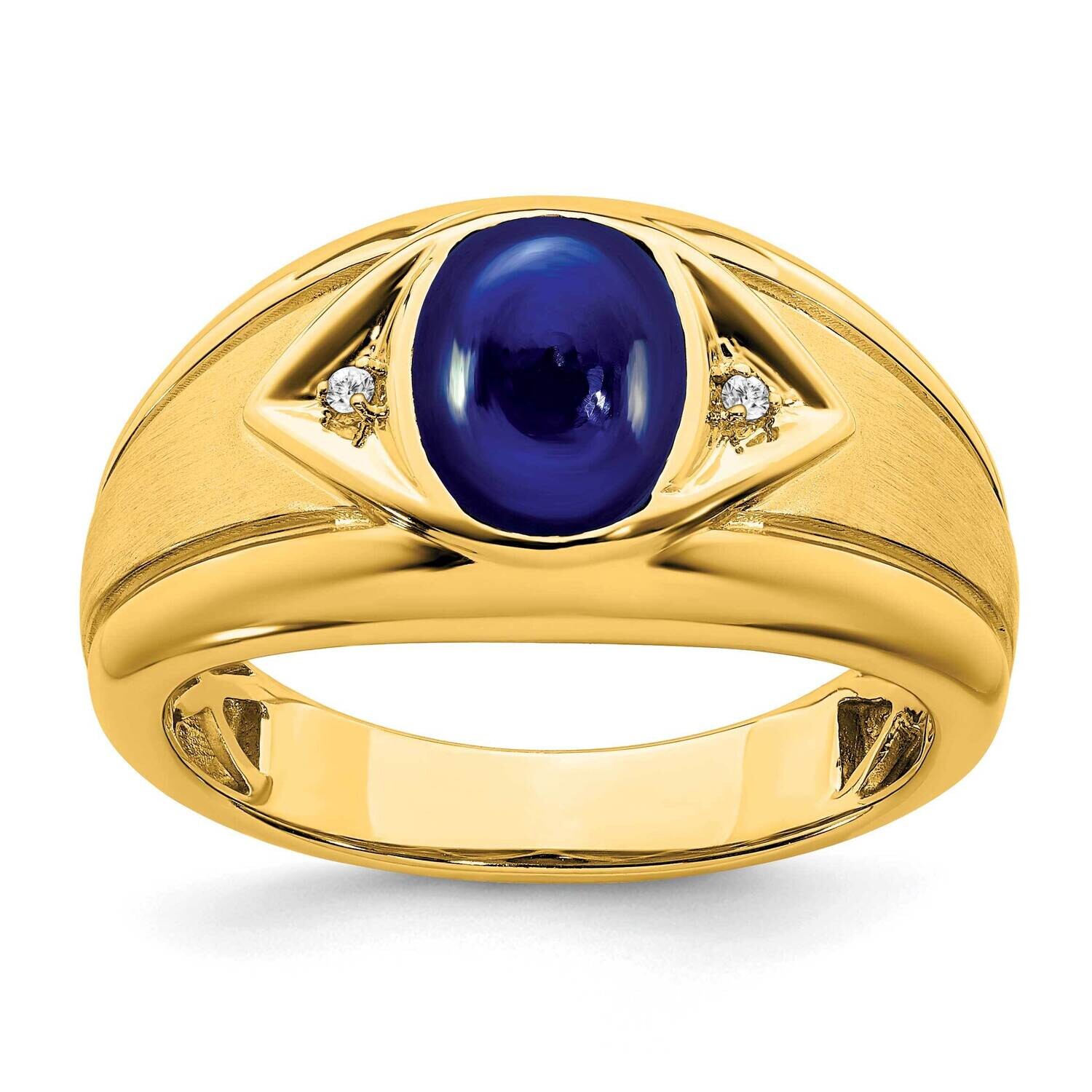 Created Sapphire Diamond Mens Ring 14k Gold RM6659-CSA-002-YA