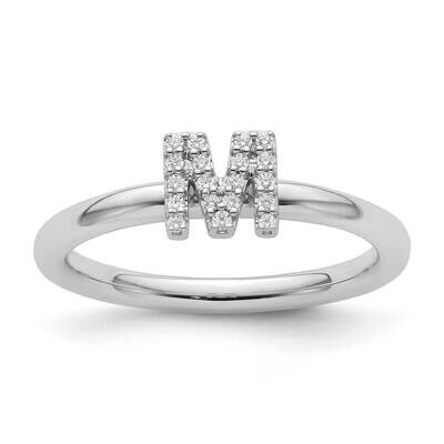Stackable Diamond Initial M Ring 14k White Gold SK2112MW, MPN: SK2112MW,