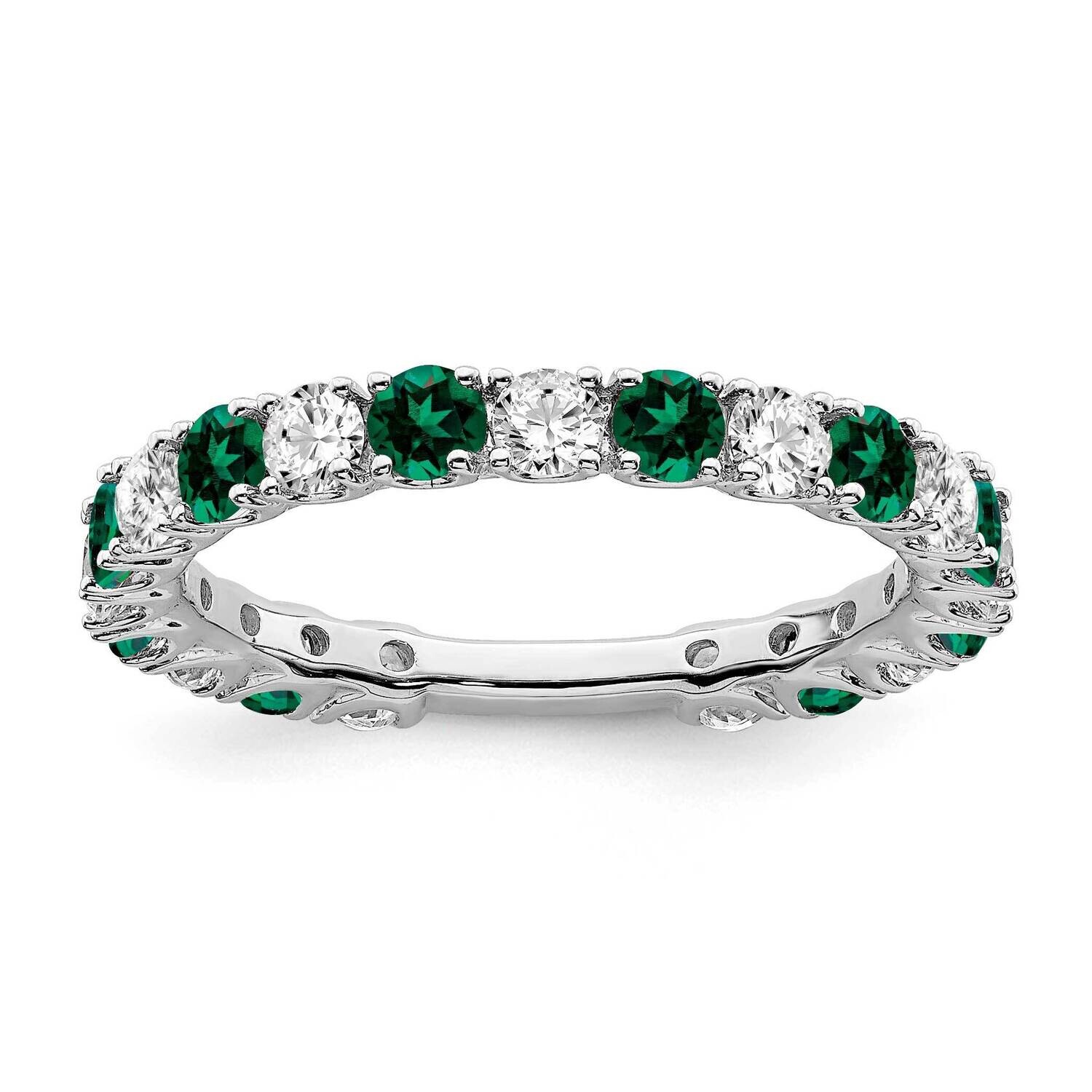 Created Emerald Diamond Band 14k White Gold RM7113-EM-077-WA, MPN: RM7113-EM-077-WA, 191101815744