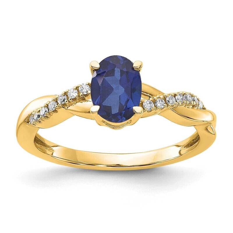 Oval Created Sapphire Diamond Ring 14k Gold RM4235-CSA-008-YA, MPN: RM4235-CSA-008-YA,