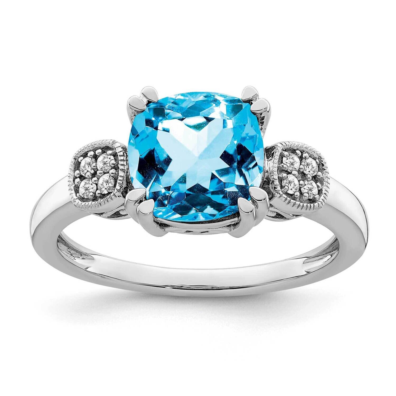 Blue Topaz Diamond Ring 14k White Gold RM7130-BT-006-WA, MPN: RM7130-BT-006-WA, 191101817182