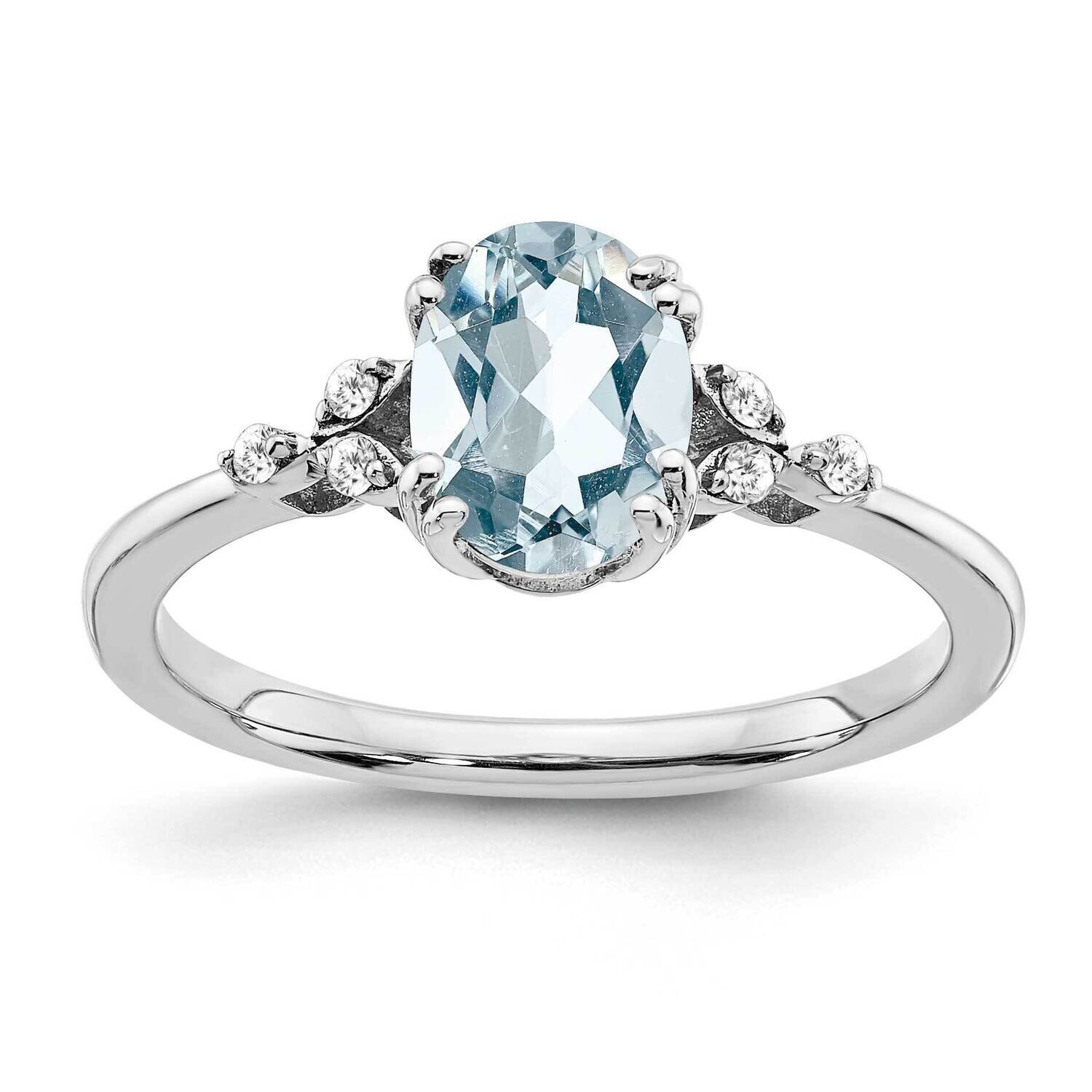 Aquamarine Diamond Ring Sterling Silver Rhodium-Plated RM6029-AQ-006-SSA, MPN: RM6029-AQ-006-SSA,