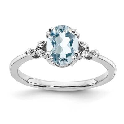 Aquamarine Diamond Ring Sterling Silver Rhodium-Plated RM6029-AQ-006-SSA, MPN: RM6029-AQ-006-SSA,