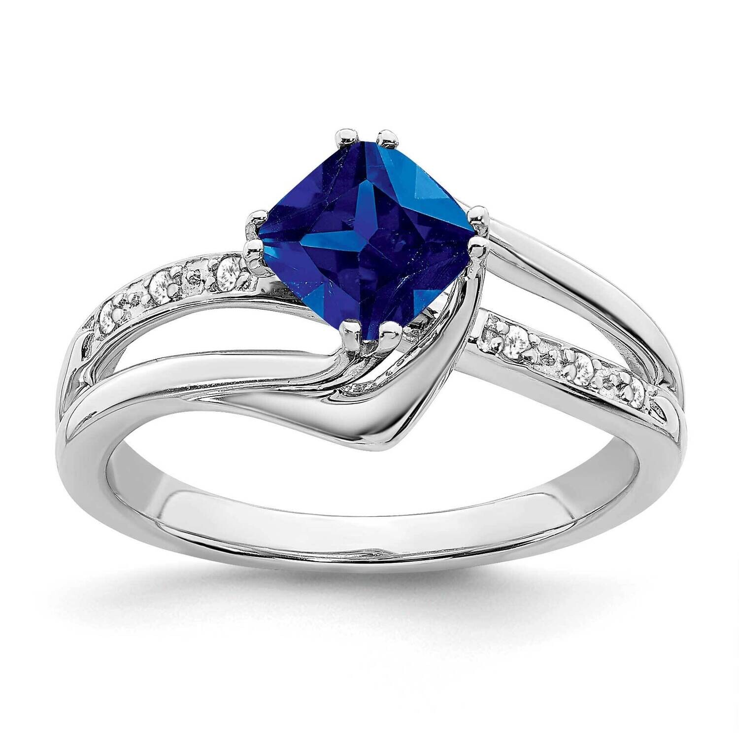 Created Sapphire Diamond Ring 14k White Gold RM7116-SA-004-WA, MPN: RM7116-SA-004-WA, 191101816437