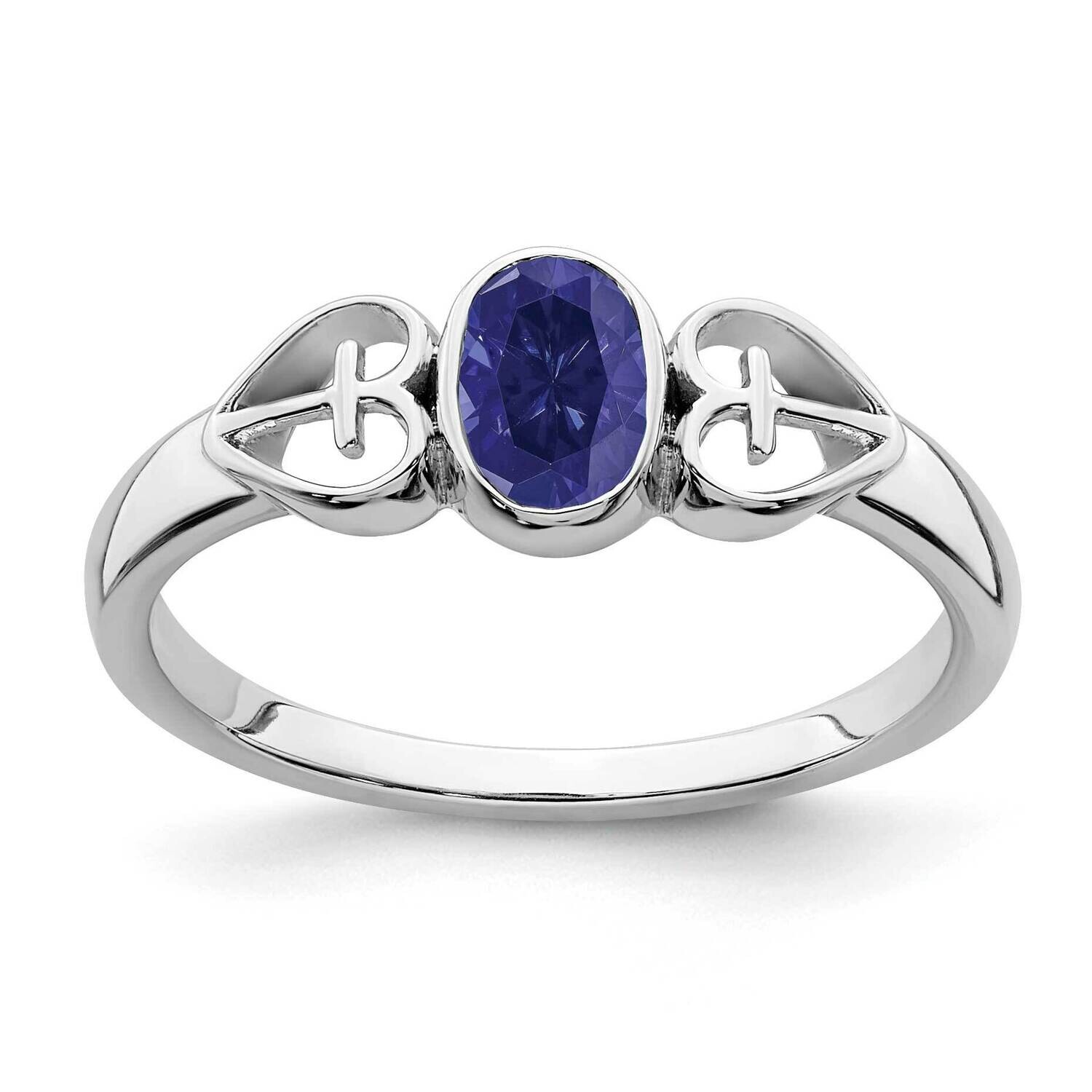 Created Sapphire Ring Sterling Silver Rhodium-Plated RM7412-CSA-SS, MPN: RM7412-CSA-SS,
