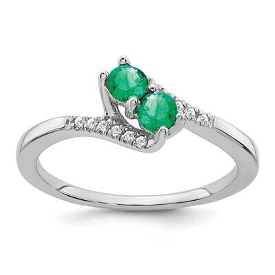 Emerald Diamond 2-Stone Bypass Ring 14k White Gold RM7239-EM-006-WA, MPN: RM7239-EM-006-WA, 1911018…