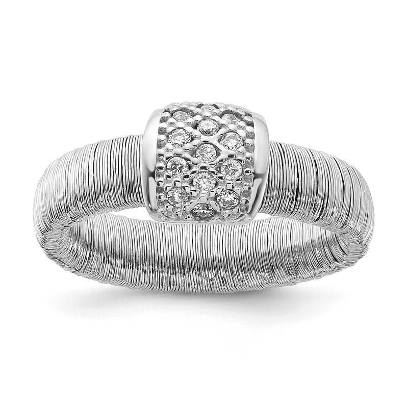 Wire Striped BCZ Ring Sterling Silver SSCMEI18297