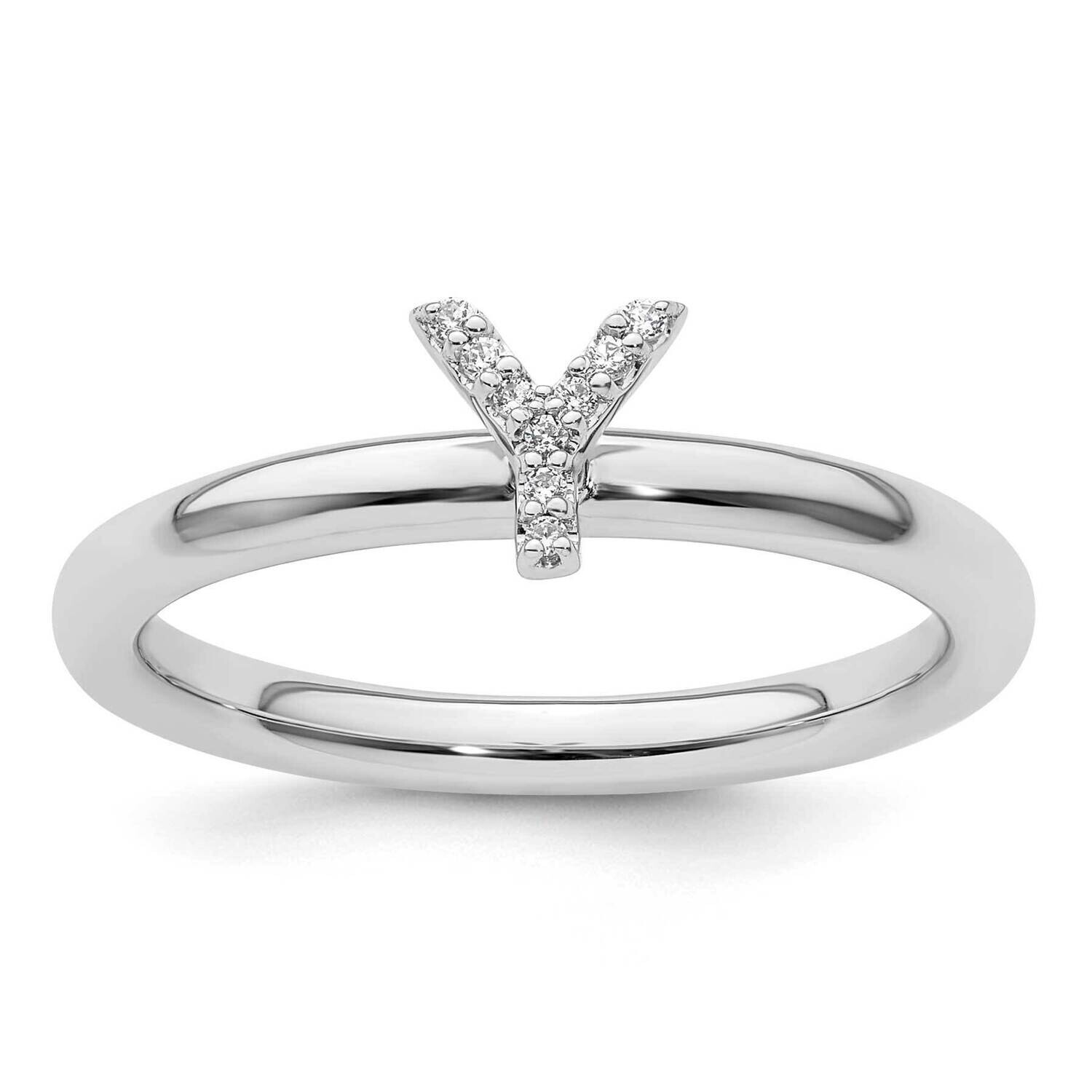 Stackable Diamond Initial Y Ring 14k White Gold SK2112YW, MPN: SK2112YW,