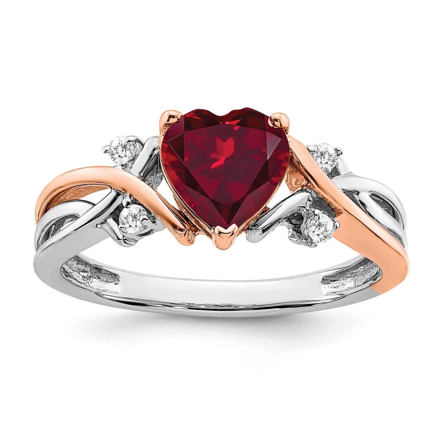 Heart Created Ruby Diamond Ring 14k Two-Tone Gold RM6023-RU-008-WRA, MPN: RM6023-RU-008-WRA, 191101…