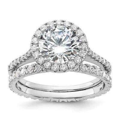 Rh-Plated CZ Halo Engagement Ring Eternity BSet Sterling Silver QR7551, MPN: QR7551,