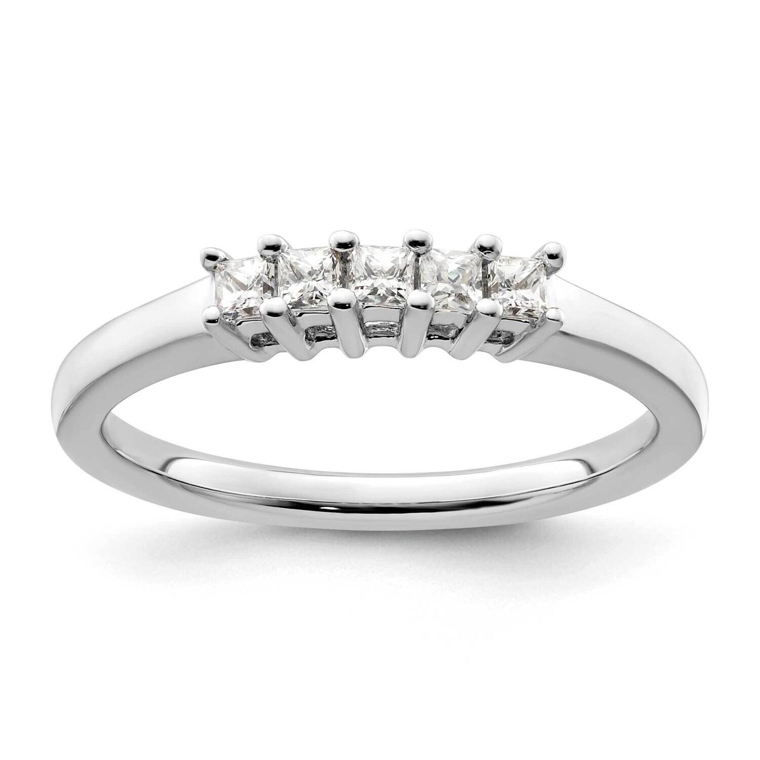 5-Stone Shared Prong Holds 5-2.0mm Princess Diamond Band Ring Mounting 14k White Gold RM3176B-025-WAA