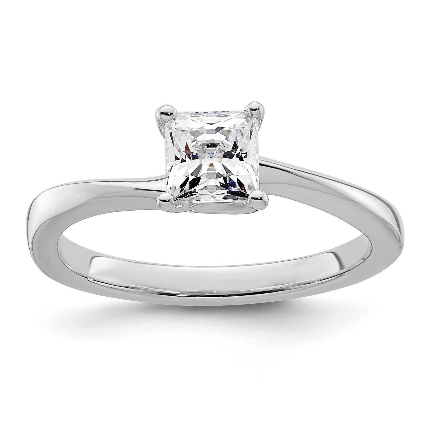 3/4 Carat 5.00mm 4-Prong Square Princess Solitaire Engagement Ring Mounting 14k White Gold RM1957E-075-CWAA