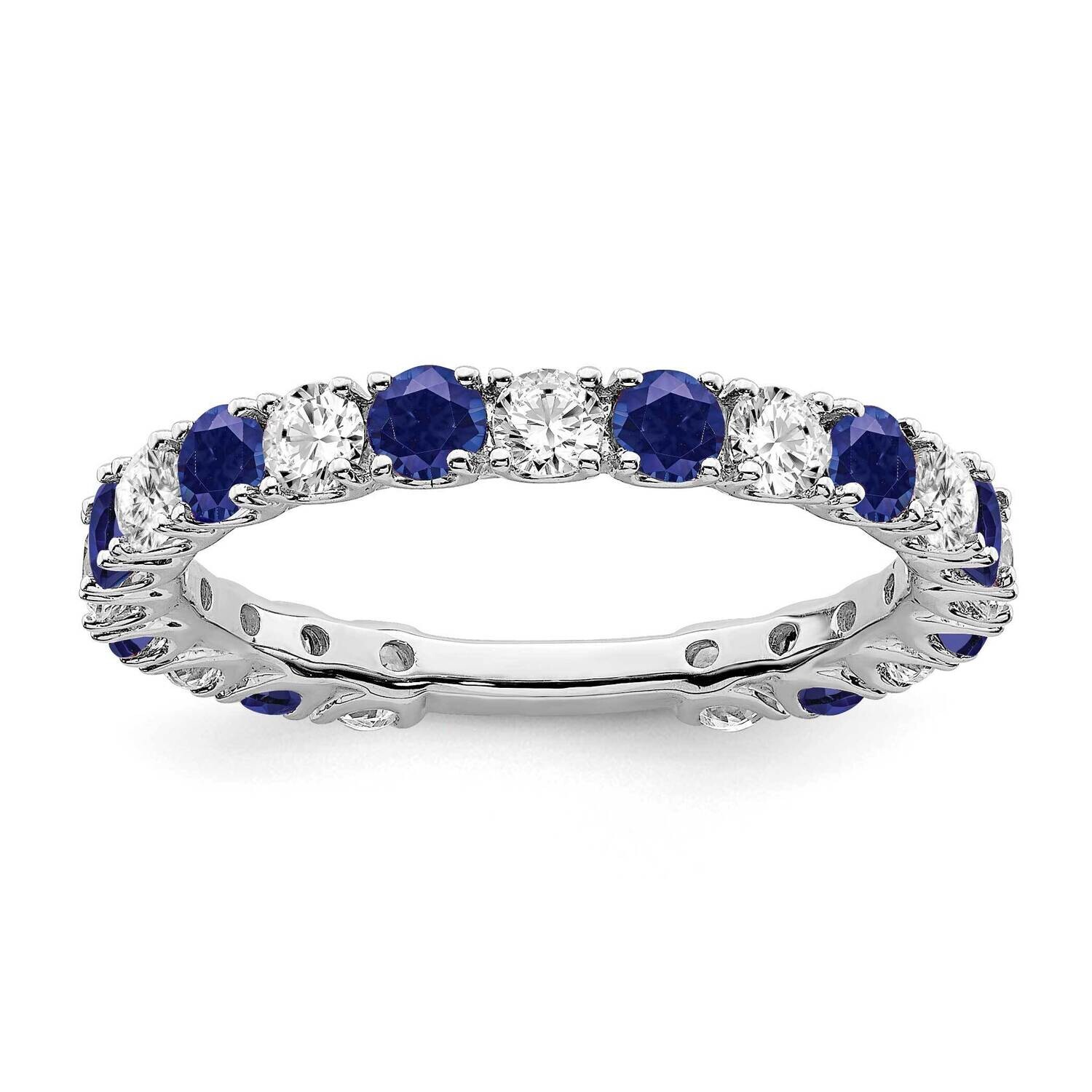 Created Sapphire Diamond Band 14k White Gold RM7113-SA-077-WA, MPN: RM7113-SA-077-WA, 191101815805