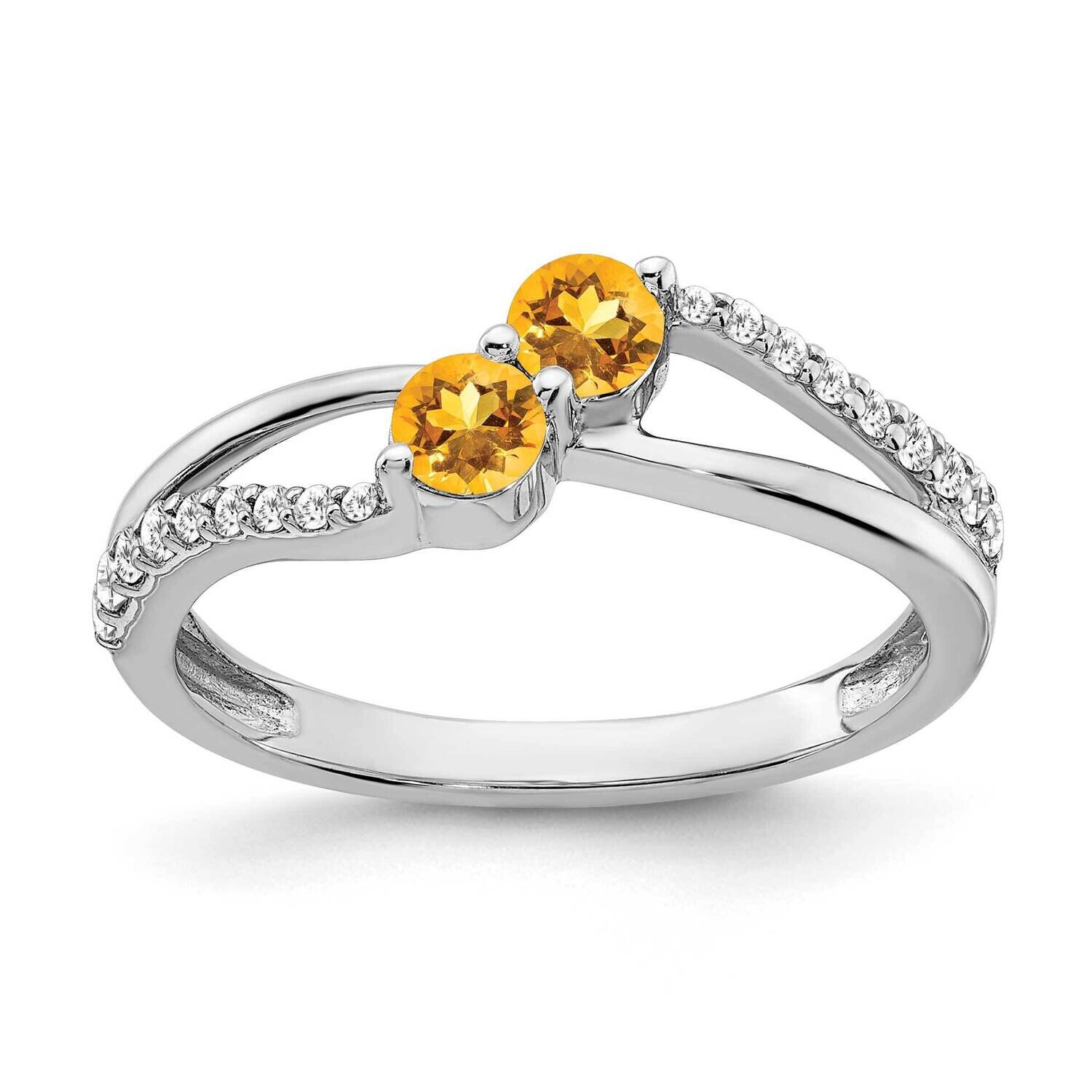 Citrine Diamond 2-Stone Ring 14k White Gold RM7142-CI-016-WA, MPN: RM7142-CI-016-WA, 191101817304