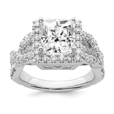 True Origin 1 1/4 Carat Diamond Vs/Si D E F Semi Mount Princess Halo Engagement Ring 14k White Gold…