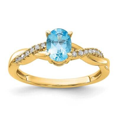 Oval Blue Topaz Diamond Ring 14k Gold RM4235-BT-008-YA, MPN: RM4235-BT-008-YA,