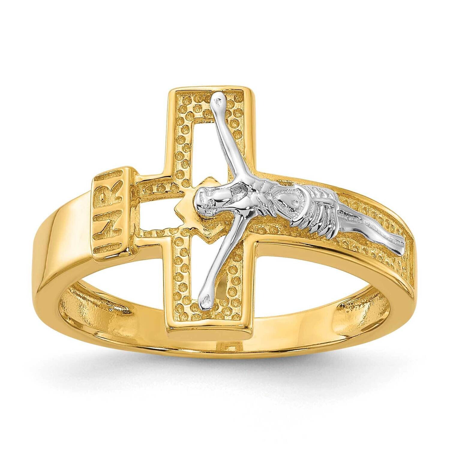 Gold-Tone Inri Crucifix Ring Sterling Silver Rhodium-Plated QR7488GP, MPN: QR7488GP,