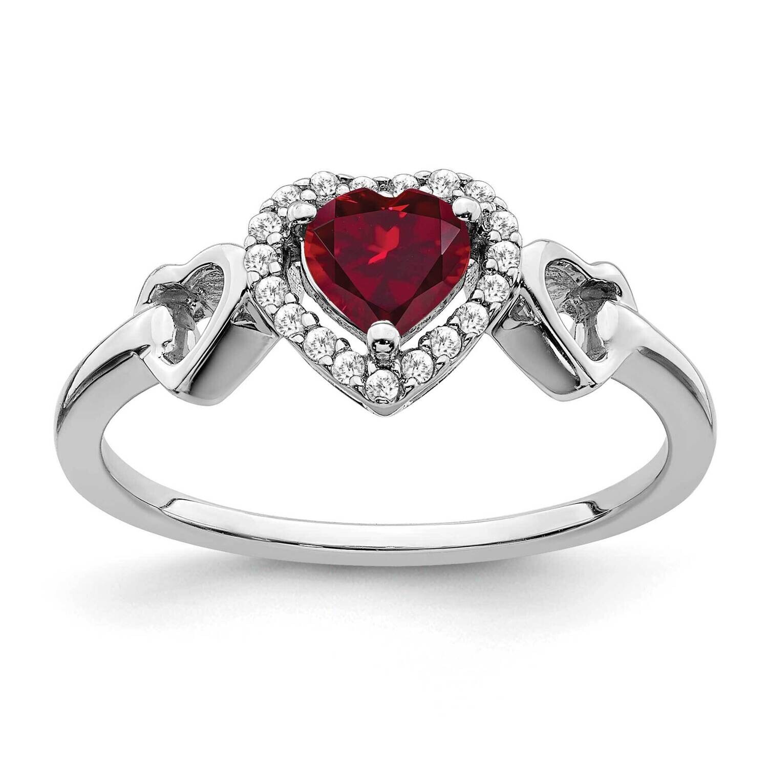 Created Ruby Diamond Heart Ring 14k White Gold RM7154-RU-009-WA, MPN: RM7154-RU-009-WA, 191101818325