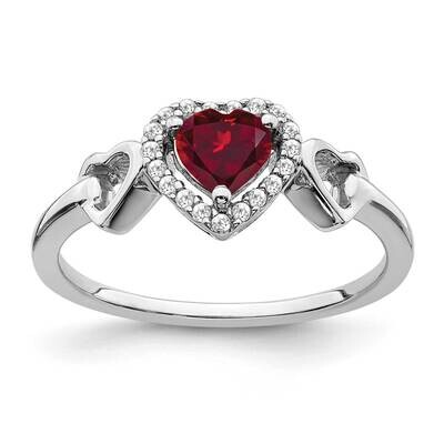 Created Ruby Diamond Heart Ring 14k White Gold RM7154-RU-009-WA, MPN: RM7154-RU-009-WA, 191101818325