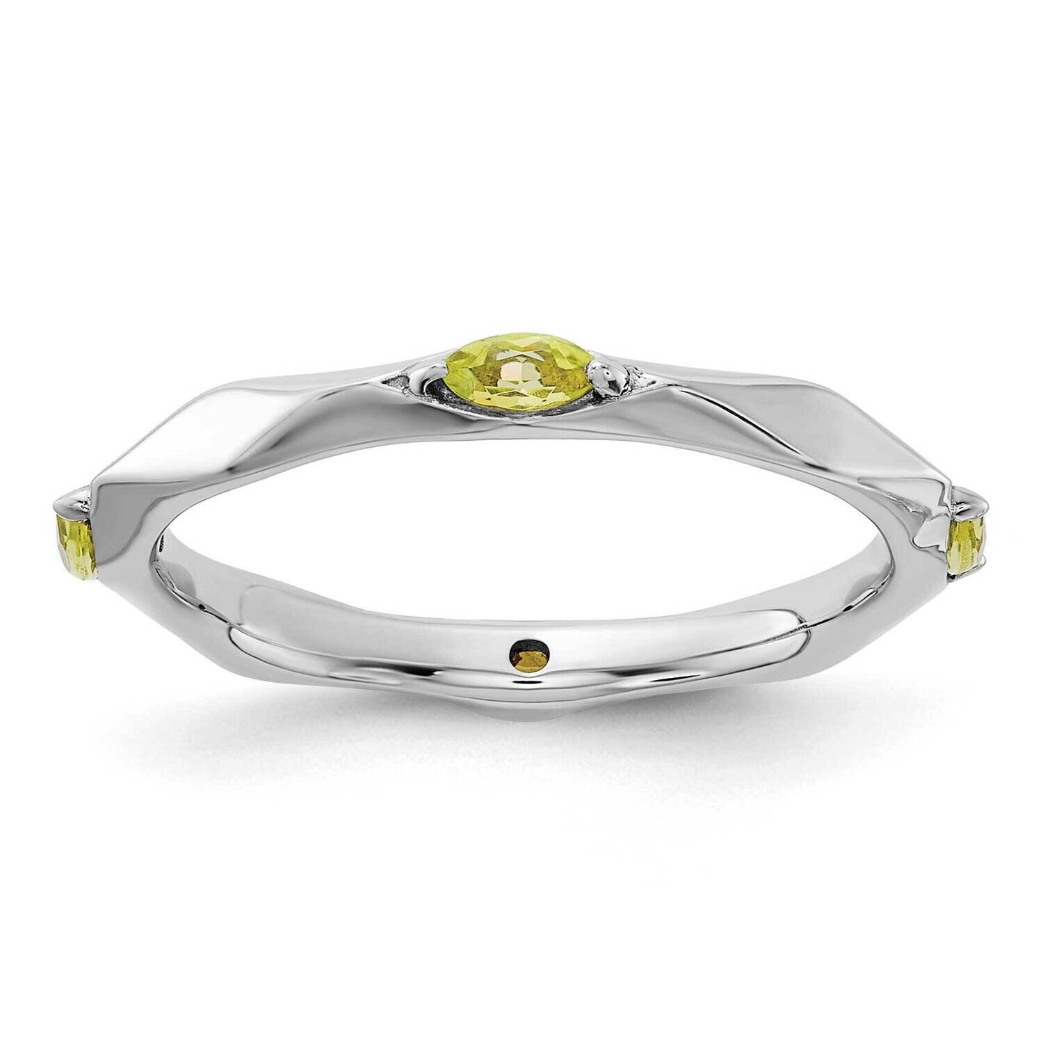 Stackable Expressions Rhodium-Plated Peridot Ring Sterling Silver QSK2235, MPN: QSK2235, 8839575259…