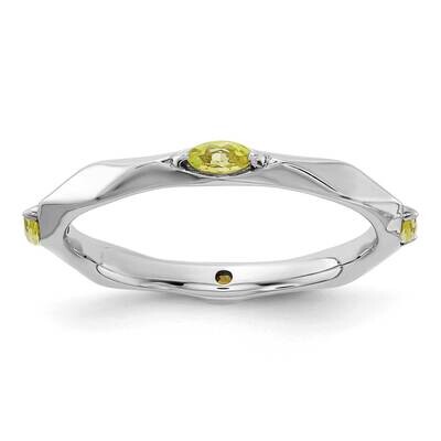Stackable Expressions Rhodium-Plated Peridot Ring Sterling Silver QSK2235, MPN: QSK2235, 8839575259…