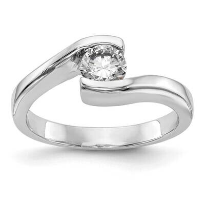 Holds 1/2 Carat 5.00mm Round Half-Bezel Bypass Solitaire Engagement Ring Mounting 14k White Gold RM…