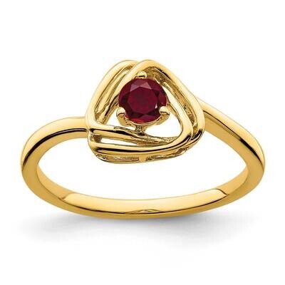 Created Ruby Triangle Ring 14k Gold RM7395-CRU-Y, MPN: RM7395-CRU-Y,