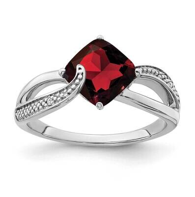 Garnet Diamond Ring Sterling Silver Rhodium-Plated RM7402-GA-001-SSA, MPN: RM7402-GA-001-SSA,