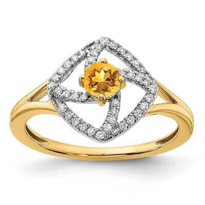 Diamond Citrine Square Ring 14k Polished Gold RM6900-CI-014-YA, MPN: RM6900-CI-014-YA, 886774525921